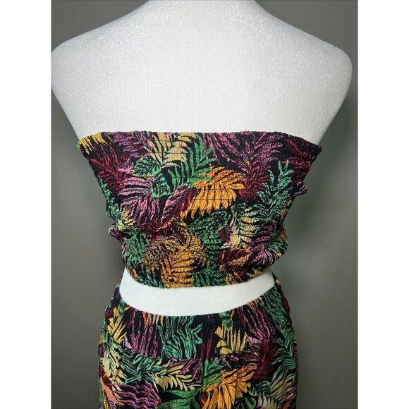 RR Hawaii Beachwear Tropical Tube Top Wide Leg Open Pant Set Size S/M Vacation - Picture 7 of 11
